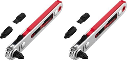 Bates Mini Ratchet Wrench, 1/4" Magnetic 90 Degree Screwdriver, Low Profile Right Angle Screwdriver for Tight Spaces (Pack of 2) - color: Red, size: 1 pcs (Pack of 2)