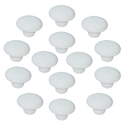 14 Packs White Ceramic Knobs Round Mushroom Cabinet Dresser - color: White