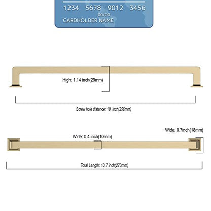 9BUILD 10 Pack 10 Inch Brushed Brass Cabinet Pulls,Kitchen Hardware - color: Brushed Brass, size: 10"/256MM Hole Center