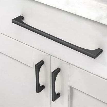 Asidrama 10 Pack 7.5 Inch(192mm) Matte Black Cabinet pulls Kitchen Cabinet Handles, Cabinet Pulls Kitchen Cabinet Hardware for Cupboard Drawer Pulls 2321 - color: Matte Black, size: 7.5" Hole Center, style: 10 Pack