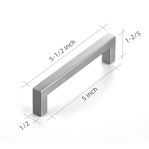 Ravinte Brushed Nickel Square Cabinet Handles Drawer Pulls,5 Inch,5 Pack - color: Brushed Nickel