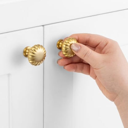 Round Brushed Gold Cabinet Knobs 1-1/4 Inch 10 Pack K2408 - color: Brushed Gold, size: Knob A-10 Pcs