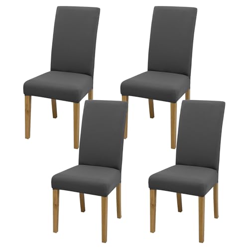 Dining Chair Covers, Stretch Seat Covers, Washable Furniture Protector - color: .Gray, size: ‌Milk Silk