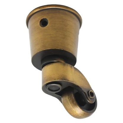 Anxingo 4 PCS Antique Brass Caster Cups, 2.6 x 1.5 Inch Cast Zinc Alloy Wheels, 360 Degree Swivel Pulleys, Suitable for Classical Furniture, Piano Legs, Coffee Tables, Bookshelves
