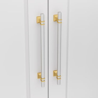 25 Pack 7-1/2 Inch Brushed Nickel and Gold Cabinet Pulls - color: Brushed Nickel & Matte Gold, size: 7-1/2 inch (192mm) Hole Center Pull