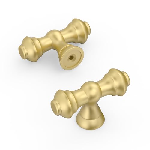 Amerdeco 10 Pack Brushed Gold Kitchen Cabinet Knobs 2.1" - color: Brushed Gold, size: Knobs