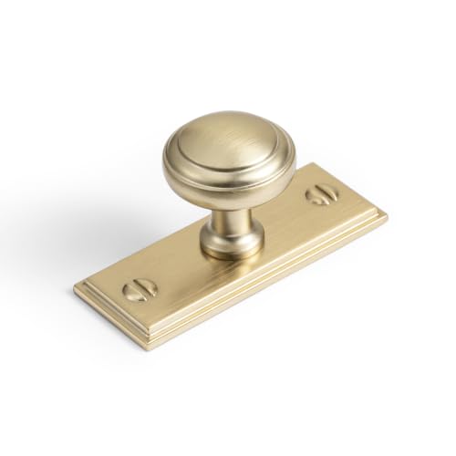 6Pack Champagne Bronze Cabinet Knobs with Backplate Drawer knobs - color: Champagne Bronze, style: Plaquette