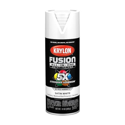 Krylon Fusion All-In-One, Satin, White, 12 oz - color: White, size: 12 Ounce (Pack of 1), style: Satin