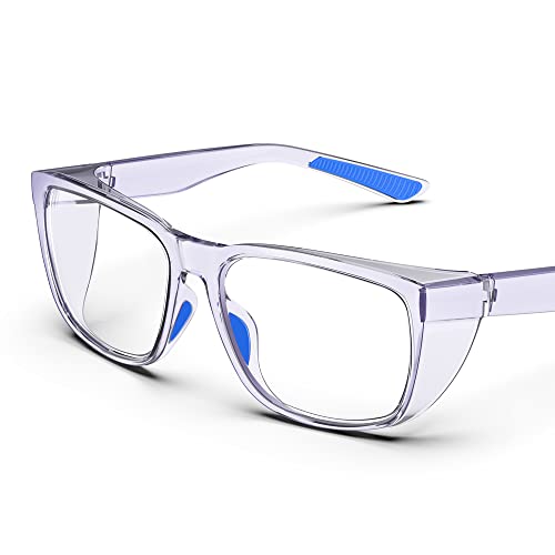 DILANCO Clear Safety Glasses Goggles With Side Shields for Women Men,Fog & Scratch-Resistant Complete UV Protection Eyewear - color: Purple