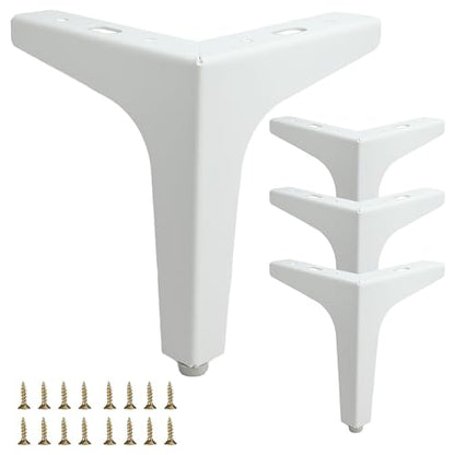 6 inch White Metal Furniture Legs,Set of 4,2mm Thick - color: White, size: 6 inch (2 thick)