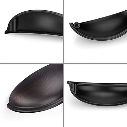 Probrico 10 Pack Oil Rubbed Bronze Cabinet Pulls Bin Cup Drawer Handles, Cabinet Cup Handles 3 Inch Holes Drawer Handles and Knobs, Kitchen Cabinet Hardware - color: Oil Rubbed Bronze