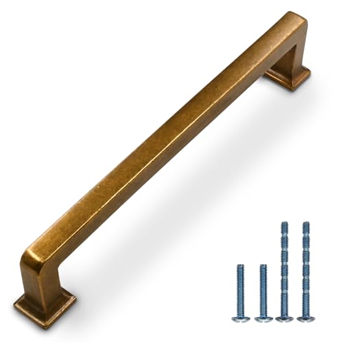 Antique Brass Cabinet Handles Kitchen Pulls 6.25 Inch 10 Pack - color: Antique Brass, size: 6.3" Hole Center