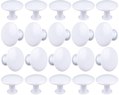 20 Pack White Kitchen Cabinet Knobs Round Drawer Pulls - color: White