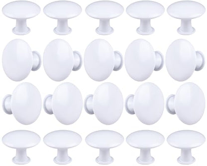 20 Pack White Kitchen Cabinet Knobs Round Drawer Pulls - color: White