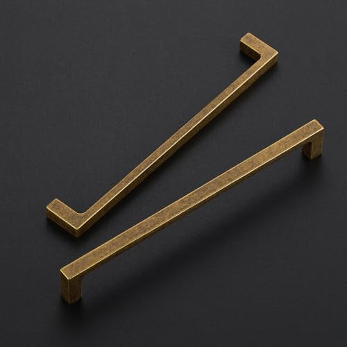 Ravinte Antique Brass Cabinet Handles Solid Square Pulls 7-1/2 Inch 10 Pack - size: 7-1/2 Inch Hole Center