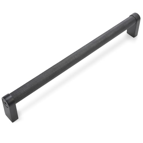 10 Pack 6.3Inch(160mm) Matte Black Kitchen Cabinet Handles Knurled Cabinet Pulls Black Drawer Pulls Kitchen Hardware - color: Matte Black, size: 6.3'' Hole Center(160mm)