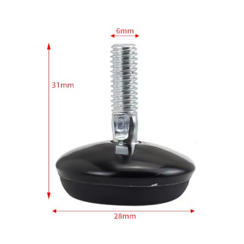 BORDSTRACT 8Pcs M6 Adjustable Swivel Leveling Feet - size: Black-D28*M6*31