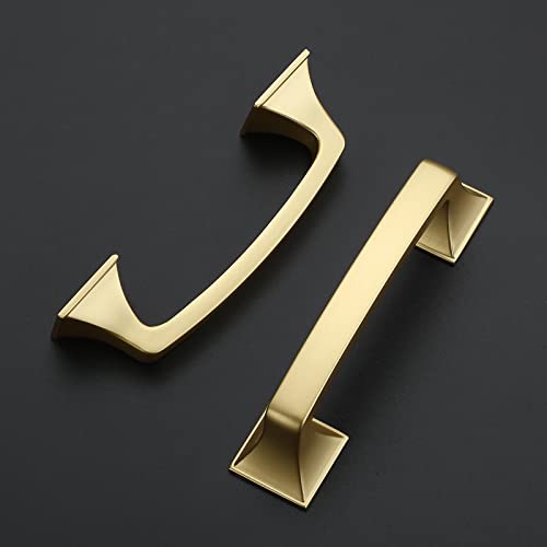 Amerdeco 10 Pack Gold Cabinet Pulls 3 Inch(76mm) Hole Center Cabinet Hardware Kitchen Cabinet Handles for Bathroom Drawer Pulls Dresser Pulls ZH0002 - color: Gold, size: 3"/76mm Hole Center