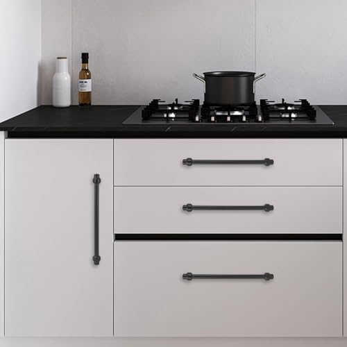 10 Pack 12-3/5 Inch(320mm) Kitchen Cabinet Handles Matte Black Cabinet Pulls Zinc Alloy Drawer Pulls Solid Kitchen Hardware - color: Matte Black, size: 12-3/5'' Hole Center(320mm)