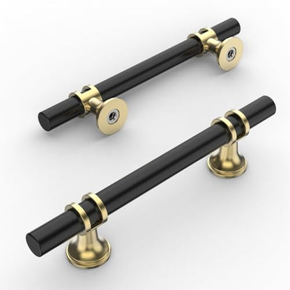 Amerdeco 10 Pack Matte Black and Gold Cabinet Pulls 3.75 Inch(96MM) Hole Centers Kitchen Cabinet Handles Cabinets Hardware Drawer Pulls ZH0058 - color: Gold+Matte Black, size: 3.75"/96MM Hole Center