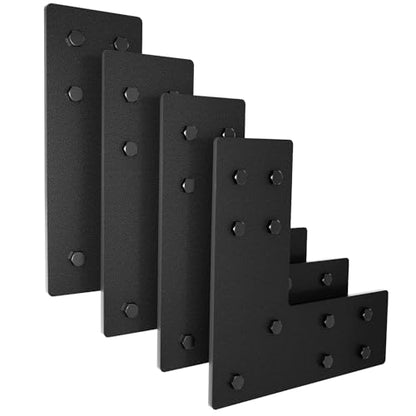 4packs Black L Brackets Corner Brace 90 Degree Right Angle Metal Heavy Duty Angle Bracket for Wood Furniture Shelf Cabinet Repair Support Joint Fastener with Screws 7.5x7.5x3” Large Connector - size: 4packs-Flat L shape