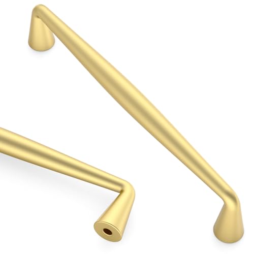 Asidrama Brushed Gold Cabinet Pulls Solid Handles,5 Inch,10 Pack - color: Brushed Gold, size: 5" Hole Center(128mm)