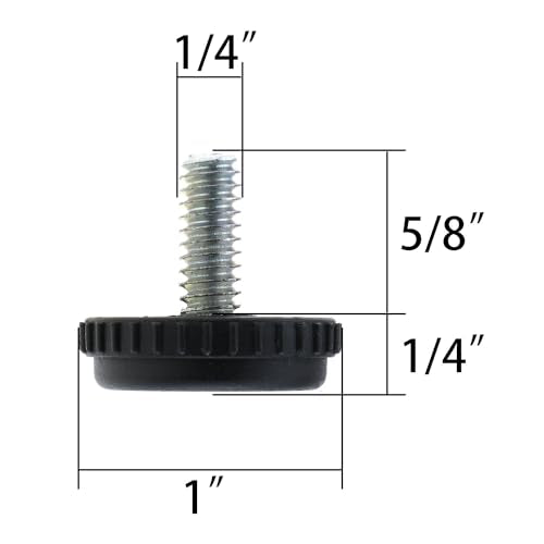 MEETOOT 12PCS Screw in Threaded Furniture Leveler Furniture Leveling Feet 1/4-20 Furniture Adjustable Non Slip Feet for Furniture Table Chair Cabinet and Bathroom Cabinet