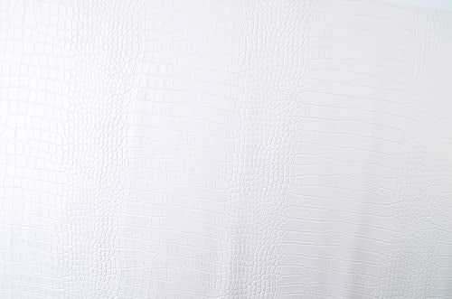 Wento Alligator Skin PU Leather Fabric Faux Leather Fabric Crocodile Fabric Leather Upholstery Fabric By the Yard - color: Pattern(b) White, size: 1 Yard (54" x 36")