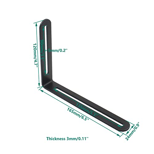 4 PCS Adjustable L-Shape Corner Brace, ULIFESTAR Heavy Duty Thicken Stainless Steel Joint Right Angle Brackets L Slotted Support Shelf Bracket for PC Case,Fixing Furniture-120x165x3mm/4.72x6.5x0.12'' - size: Black 4.72 x 6.5 x 0.12 inches
