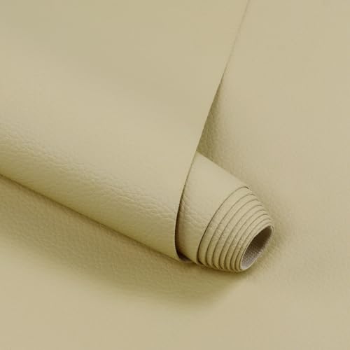 Marine Vinyl Fabric Waterproof Soft Leather Material 55"×108" Beige - color: Beige, size: 55"W x 108"L