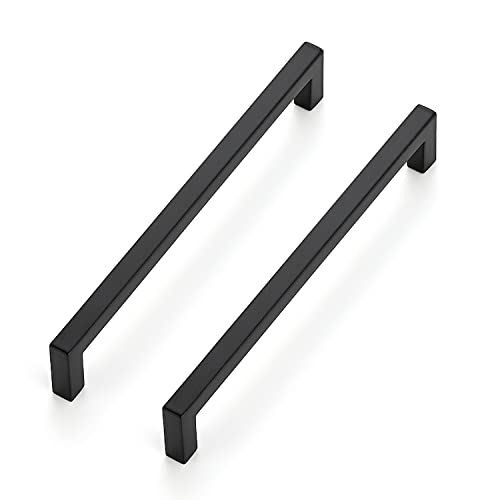 Ravinte Matte Black Cabinet Handles Solid Cabinet Pulls 6-1/4 Inch 5 Pack - color: Black, size: Flat Black 6-1/4'' Hole Center
