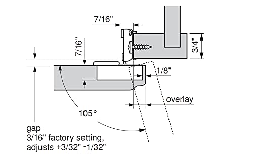 Blum Hinge for Framed cabinets (Face Frame) with 5/16 Overlay and 105° Opening Angle. Soft Close (2 - Pack)