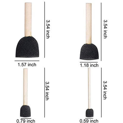 WAFJAMF 40 Pcs Round Sponges Brush Set 4 Sizes DIY Painting Tools Black - color: Black