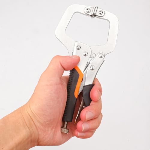 6 Pack 6 Inch C-Clamp Locking Pliers with Rubber Handle, 6 Inch C-Clamps Face, Heavy Duty C Clamp Locking Pliers, Adjustable C Clamps for Woodworking and Home Improvement - size: 6 Pack 6 Inch with rubber handle