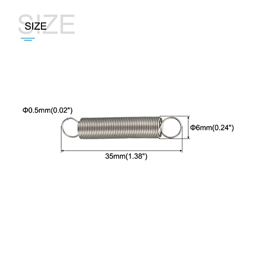 METALLIXITY Extension Spring (0.5x6x35mm/0.02"x0.24"x1.38") 10Pcs - size: 0.02"x0.24"x1.38"