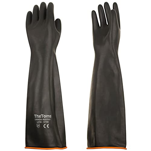 ThxToms Chemical Resistant Gloves, 28 Mil Heavy Duty Latex, 22 Inch, 1 Pair - color: 22"