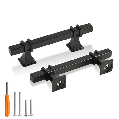 Cabinet Pulls Matte Black Cabinet Handles, 10 Pack 3 Inch Kitchen Door Cupboard Wardrobe Drawer Handles, Cabinet Hardware Bar Drawer Pulls, 76mm Hole Centers - color: Black, size: 3 inch Hole Centers Pull