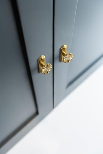 Goo-Ki 1.5'(38mm) Dia Brushed Gold Cabinet Knob with Timeless Drawer Backplate, Zinc Alloy Flower Design Drawer Knobs,Modern Style,6 Pack - color: Brushed Gold, size: 1.5'' Dia Knob With Timeless Drawer Backplate