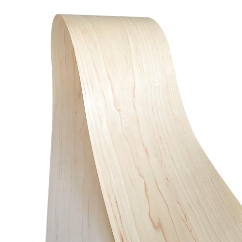 Natural Wood Veneer, Thin Veneer Sheets, Furniture/Boxes/Wooden Crafts Production and Renovation, Handmade DIY (Maple) - color: Maple / 8″ x 95″