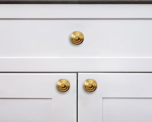 khtumeware 10-Pack Polished Brass Heavy Duty Solid Cabinet Knobs for cabinets Dressers Gold Cabinet Knobs cabinets - color: Polished Brass, size: 1-1/4"(32mm)Diameter