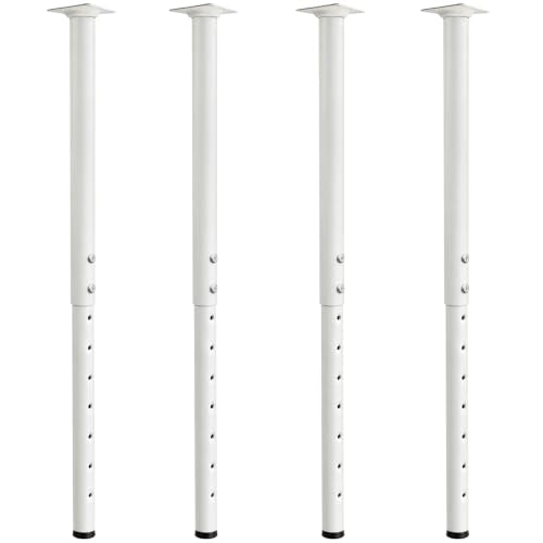 Jahof Adjustable Table Legs 22-36 inch (55-90 cm), Ø42/38 mm (4, White) - color: White