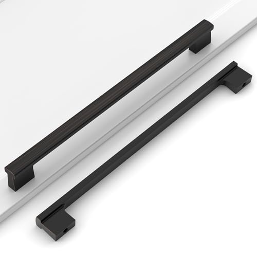 12 Pack 10"(254mm) Oil Rubbed Bronze Cabinet Pulls Kitchen Cabinet Handles Oil Rubbed Bronze Drawer Pulls Cupboard Hardware for Cabinets - color: Oil Rubbed Bronze, size: 10 Inch Hole Center