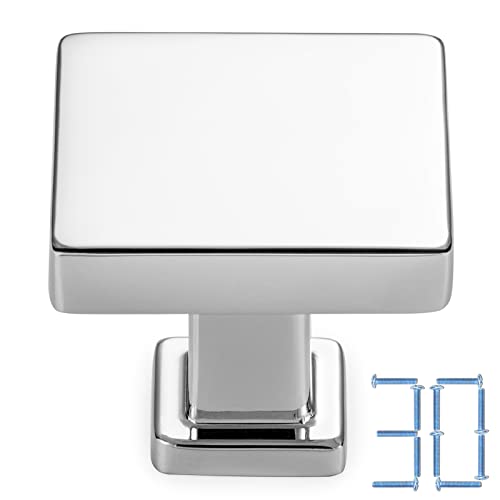 KOOFIZO 30 Pack Polished Chrome Cabinet Knobs, Square Single Hole Pulls K08 - color: Polished Chrome, size: Knob 1 - 30Pcs