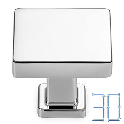 KOOFIZO 30 Pack Polished Chrome Cabinet Knobs, Square Single Hole Pulls K08 - color: Polished Chrome, size: Knob 1 - 30Pcs