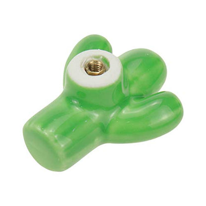 Bitray 6 PCS Green Cactus Ceramic Drawer Pulls Cabinet Knobs for Dresser