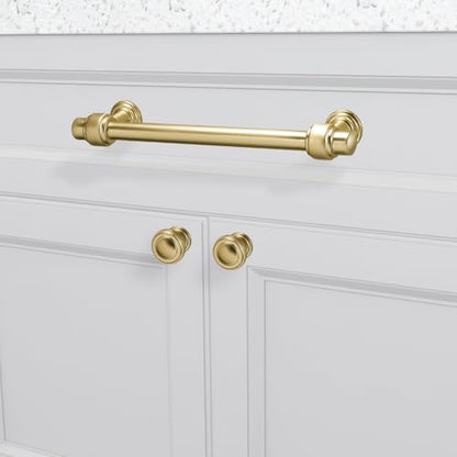 10 Pack Brushed Brass Kitchen Cabinet Knobs - Gold Drawer Handles - color: Brushed Brass, size: Knob