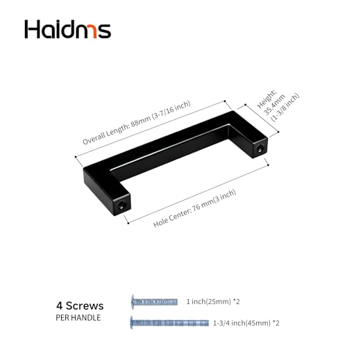 Haidms Black Cabinet Handles 3 Inch Matte Black Cabinet Handles 30 Pack - color: Black, size: 3 Inch Hole Center