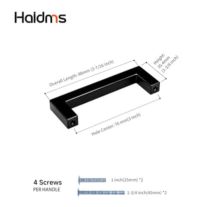 Haidms Black Cabinet Handles 3 Inch Matte Black Cabinet Handles 30 Pack - color: Black, size: 3 Inch Hole Center