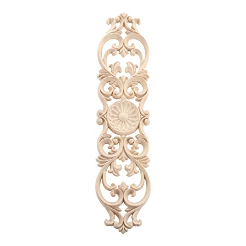 1Pc Wood Onlays Appliques, Long Wooden Carved Center Carvings Decals - color: 1-Pack, size: 11.9" x 2.8"