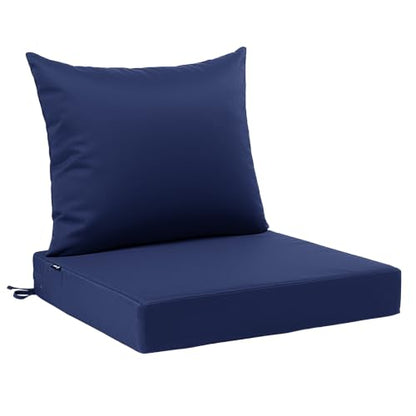 Favoyard Outdoor Patio Seat Cushions Set, 22 x 24 Inch, Waterproof, Blue - color: Blue, size: 22 x 24 x 4 In